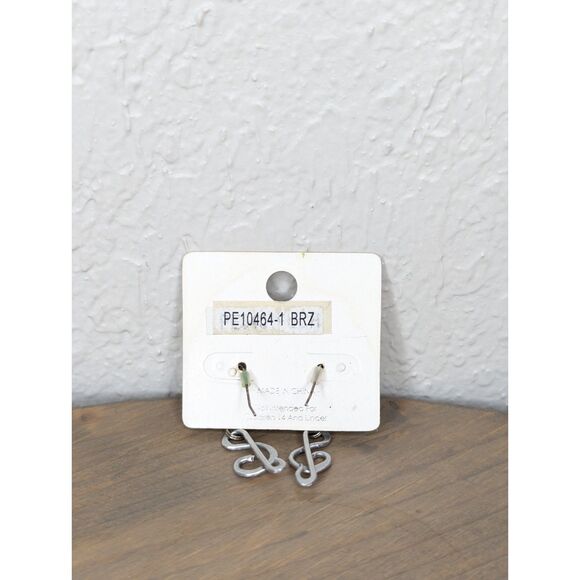 NEW Treble Clef Music Note Earrings Unique Faux Silver - Picture 3 of 4